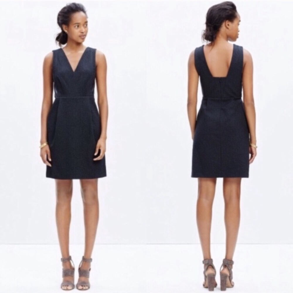 NWT Madewell leather inset low back ponte dress - Picture 1 of 8